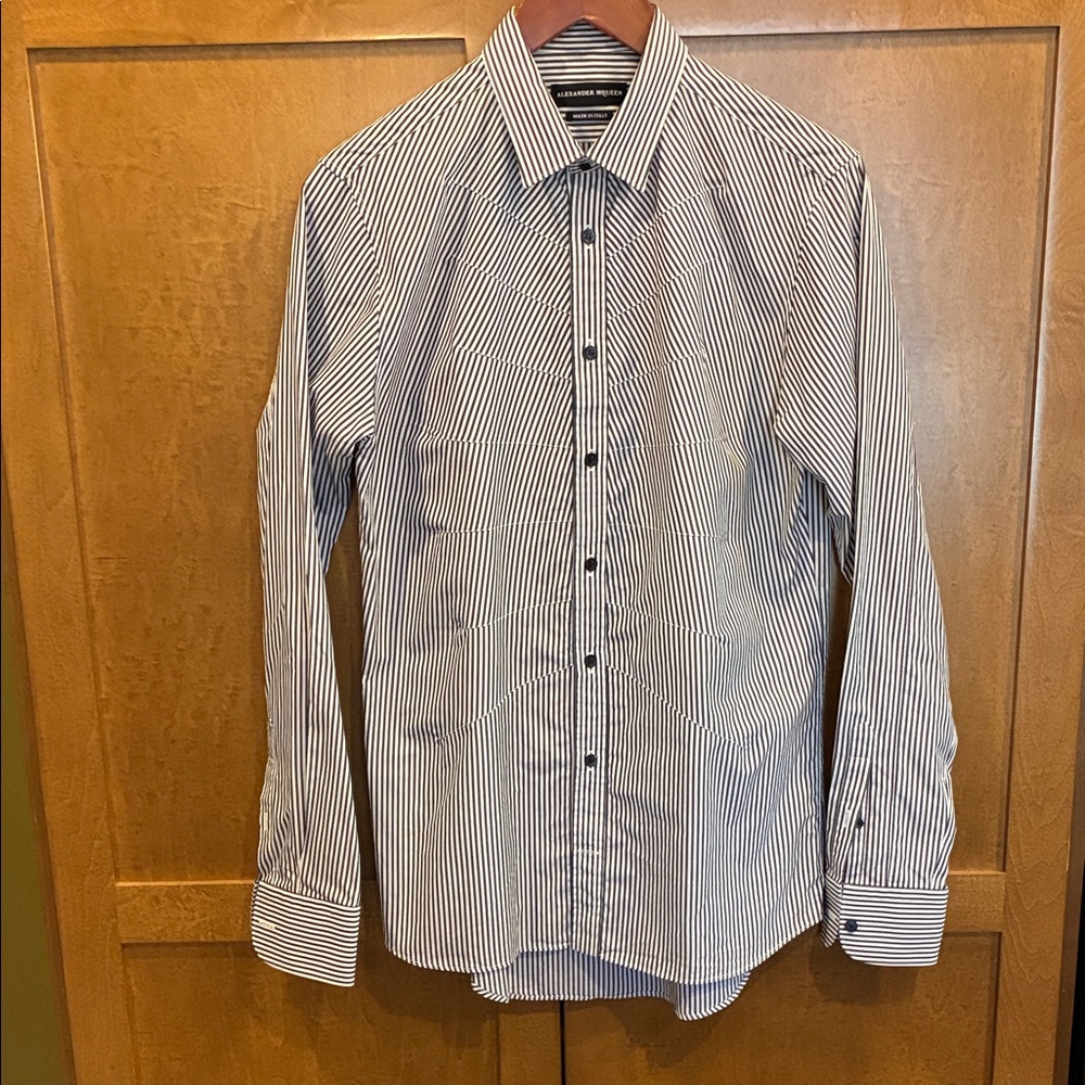 Alexander McQueen Black and White Striped Shirt